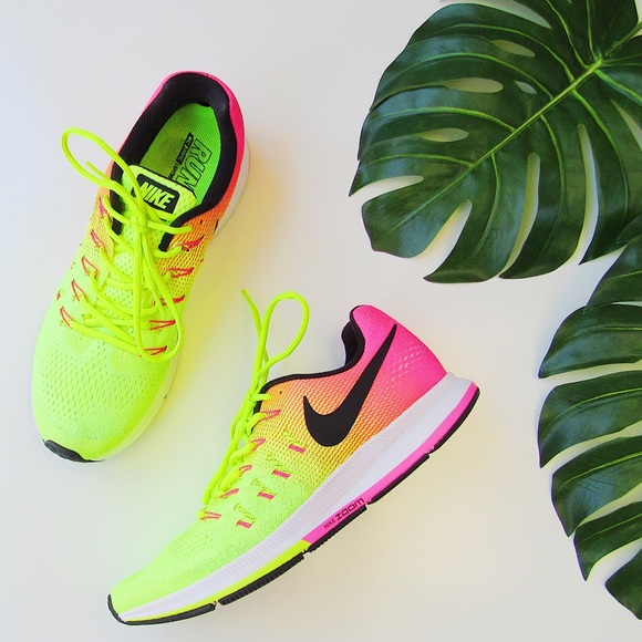 nike neon yellow and pink shoes